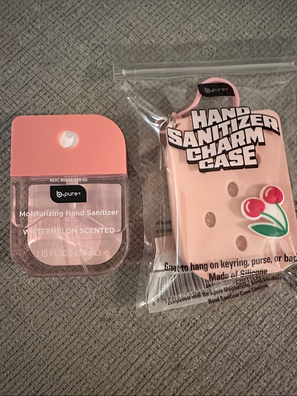 Watermelon Moisturizing Hand Sanitizer with Pink Silicone Cherry Charm Case
